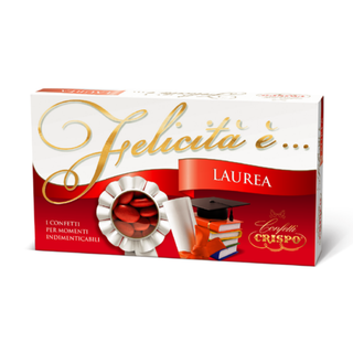 Confetti Crispo - Felicità è…Laurea Mandorla Classica Naturale, Rossa - 1kg