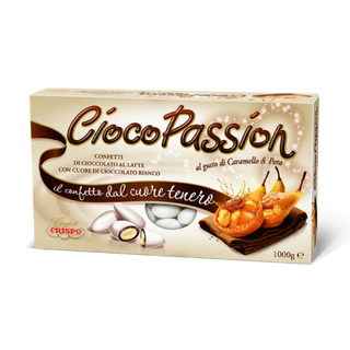 Confetti Crispo CiocoPassion - Confetti al Cioccolato al latte gusto Caramello e Pere, Bianco - 1kg