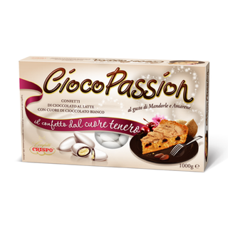 Confetti Crispo CiocoPassion - Confetti al Cioccolato al latte gusto Mandorle e Amarene, Bianco - 1kg