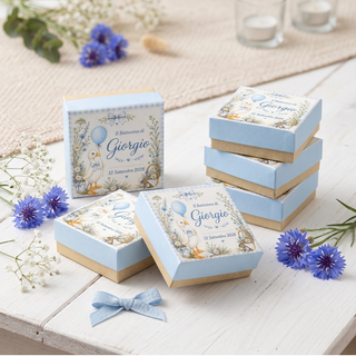 Scatolina Quadrata in Carta Martellata 260g Personalizzabile Per Ogni Evento 7x7x3 (MINIMO 20PZ)