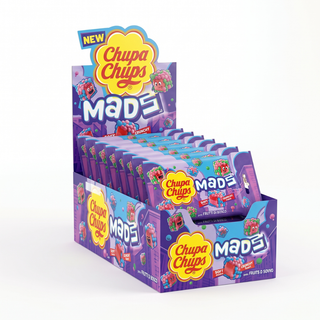 1pz Chupa Chups Mads Berries Gusto Frutti di Bosco Caramella Gommosa Copertura Croccante - 45g