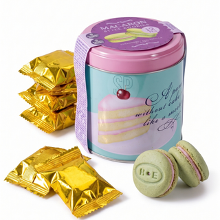 12 Mini Macaron Incartati Singolarmente in Latta Stile Cookies - 75g
