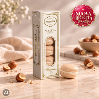Pasticceria Maxtris - 5 Macaron Gusto Nocciola Avorio Senza Glutine - 70g
