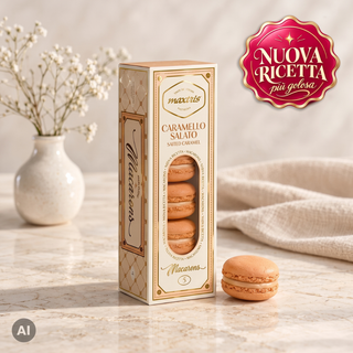 Pasticceria Maxtris - 5 Macaron Gusto Caramello Salato Arancione,  Senza Glutine - 70g