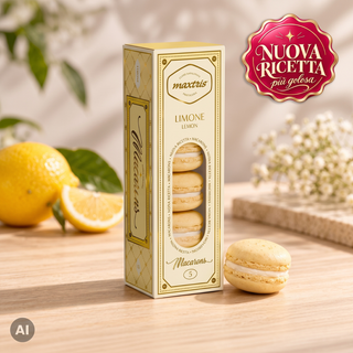 Pasticceria Maxtris - 5 Macaron Gusto Limone Giallo, Senza Glutine - 70g