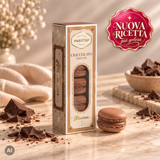 Pasticceria Maxtris - 5 Macaron Gusto Cioccolato Marrone, Senza Glutine - 70g