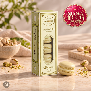 Pasticceria Maxtris - 5 Macaron Gusto Pistacchio Verde, Senza Glutine - 75g