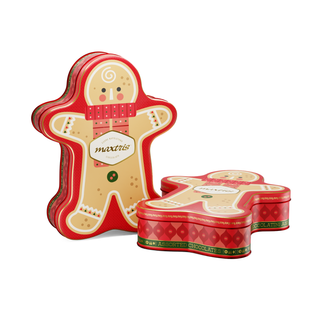Cioccolato Maxtris - Omino Pan Di Zenzero in latta con Cioccolatini Assortiti - 96g