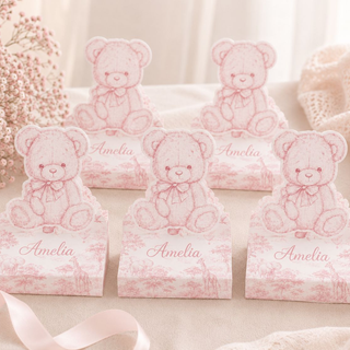 Scatolina a Forma di Orsetto in Carta Martellata 260g Personalizzabile Per il tuo evento (SCEGLI IL COLORE)