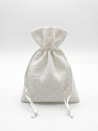 Sacchetto Bianco con Trama fiori - 10pz