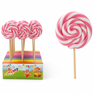 Caramelle Rossini's - Lecca Lecca Spirale Stecca in Legno Bianco/Rosa Gusto Frutta  - 40g