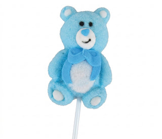 Lecca Lecca Marshmallow Orsetto Azzurro con Fiocco al Gusto Fragola - 35g