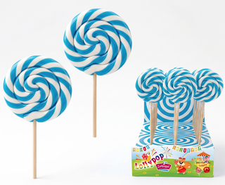 Caramelle Rossini's - Lecca Lecca Spirale Stecca in Legno Bianco/Azzurro Gusto Frutta  - 40g