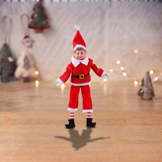 1pz Elfo Natalizio con Costume Babbo Natale 6cm