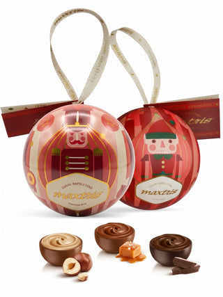 Cioccolato Maxtris - Pallina di Natale in Latta con Praline di Cioccolato Assortite - 50g
