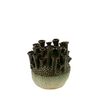 Light & Living - Vaso Deco ø 27,5x27,5cm - Kyral Ceramics - Eggplant + Cream