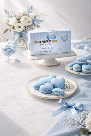 Papa - Macaron a forma di Cuore gusto Vaniglia Carta da Zucchero 6pz