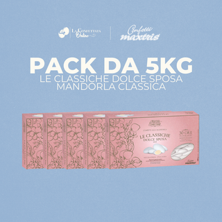 Kit Confettata Maxtris 5kg Mandorla Le Classiche Dolce Sposa GOLD Bianca (1.250 confetti)