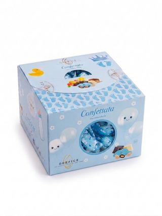 Confetti Orefice - Confettata Mista Celeste Nascita Ciocomandorla Incartati Singolarmente - 500g