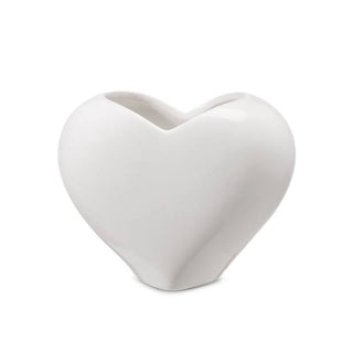 Likò - Vaso Bianco in Ceramica Heart - 16.8x10.2x13.5