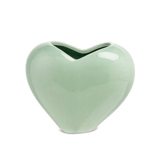 Likò - Vaso Verde in Ceramica Heart - 16.8x10.2x13.5