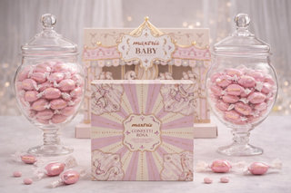 Maxtris - Vassoio Ciocomandorla incartato singolarmente Dolce Arrivo Baby Rosa - 500g