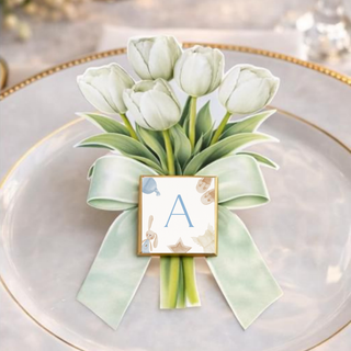Segnaposti Tulipani con iniziali 14x9 cm (MINIMO 20PZ)