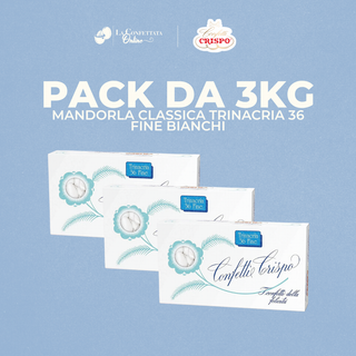 Crispo - Kit 3kg Mandorla Classica Trinacria 36 Fine Confetti Bianchi da Lancio