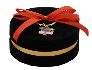 Star - Scatola Degustativa Portaconfetti Laurea Tonda con Nastro + Porta Chiavi (SCEGLI IL COLORE)