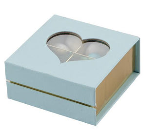 Star - Scatola Quadrata Telata con Cuore Azzurra in Plexi trasparente - 9x9x4