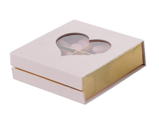 Star - Scatola Quadrata Telata con Cuore Rosa Plexi trasparente - 13x13x4