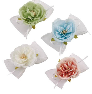 Peonia con Fiocco in Organza 12pz (SCEGLI IL COLORE)