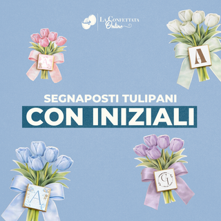 Segnaposti Tulipani con iniziali 15x9 cm (MINIMO 20PZ)