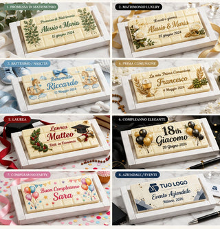 Tavoletta Personalizzata Cioccolato Bianco 50g 5,7x12,5(LEGGI LA DESCRIZIONE) (MINIMO 24PZ)