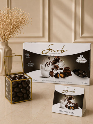 Confetti Crispo Snob - Confetti alla Mandorla Ricoperto di Cioccolato al Latte Nero - 500g