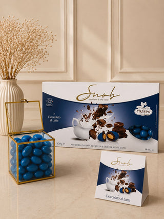 Confetti Crispo Snob - Confetti alla Mandorla Ricoperto di Cioccolato al Latte, Blu - 500g