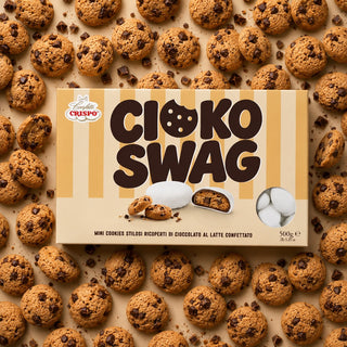 Confetti Crispo Cioko Swag - Mini Cookies ricoperti di Cioccolato al Latte Confettato, Bianco - 500g (DISPONIBILE DAL 28 AGOSTO)