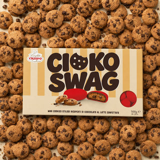 Confetti Crispo Cioko Swag - Mini Cookies ricoperti di Cioccolato al Latte Confettato, Rosso - 500g (DISPONIBILE DAL 28 AGOSTO)