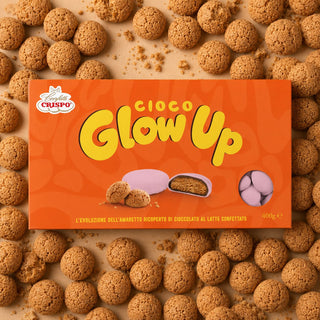 Confetti Crispo Cioco GlowUP - Biscotto Amaretto (DISPONIBILE DAL 28 AGOSTO)Ricoperto di Cioccolato al Latte Confettato, Rosa - 400g