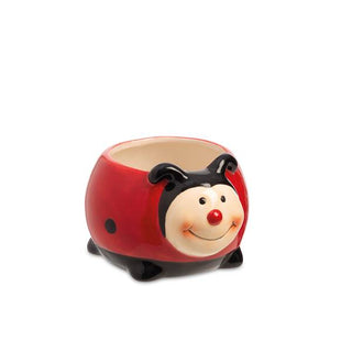 Likò - Contenitore in Ceramica a forma di Coccinella con Piedini - D.11.4 X 10 H 7.4