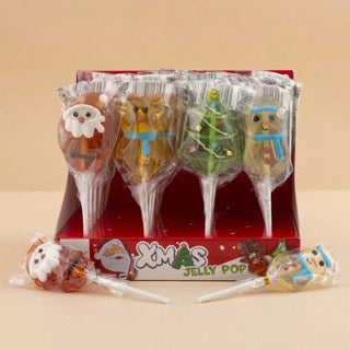 1pz Lecca Lecca Caramella Gommosa Jelly Pop Natalizia incartati singolarmente Senza Glutine - 22g