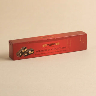 Cioccolato Papa - Torrone di Cioccolato Fondente con Nocciole Intere Italiane Senza Glutine - 140g