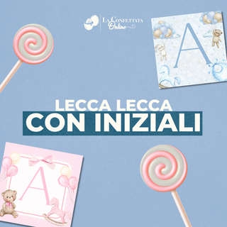 Lecca Lecca di Cortesia con iniziali! 8cm (Minimo 15PZ)