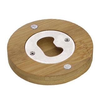 Apribottiglia Tondo Bianco in Legno di Bamboo Diam.7