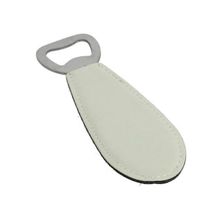 Apribottiglia Metallo Manico in Pelle Bianco 4,5x14cm