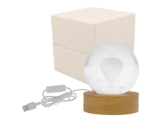SFERA LED MONGOLFIERA 3D SU BASE LEGNO