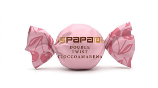 Cioccolato Papa - Double Twist Cioccoamarena Rosa, Amarena intera ricoperta di cioccolato fondente Senza Glutine - 500g