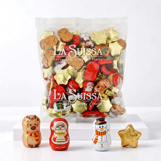 Cioccolato LaSuissa - Mix Cioccolatini di Natale al Cioccolato al Latte Ripieni di Crema di Gianduia Senza Glutine - 1kg
