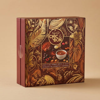 Cioccolato Buratti - Scatola Bordeaux con Confetti Ripieni al gusto Affogato All'Amarena e Cioccolato Gianduia Senza Glutine - 200g