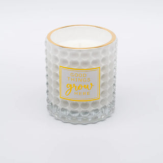 White studded glass candle 8X9CM Silani